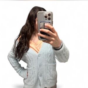 Icy blue cable knit oversized comfy cozy cardigan ❄️